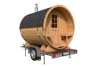 Fasssauna auf Anhänger